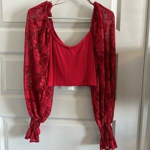 Urban Outfitters Crop Top with Lace Sleeves